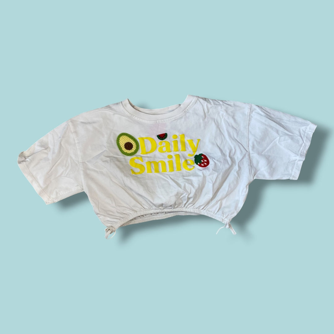 white Zara smile shirt, 8/9y