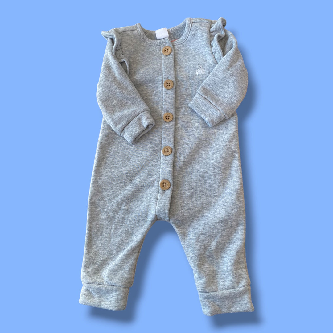 grey gap romper, 3-6m