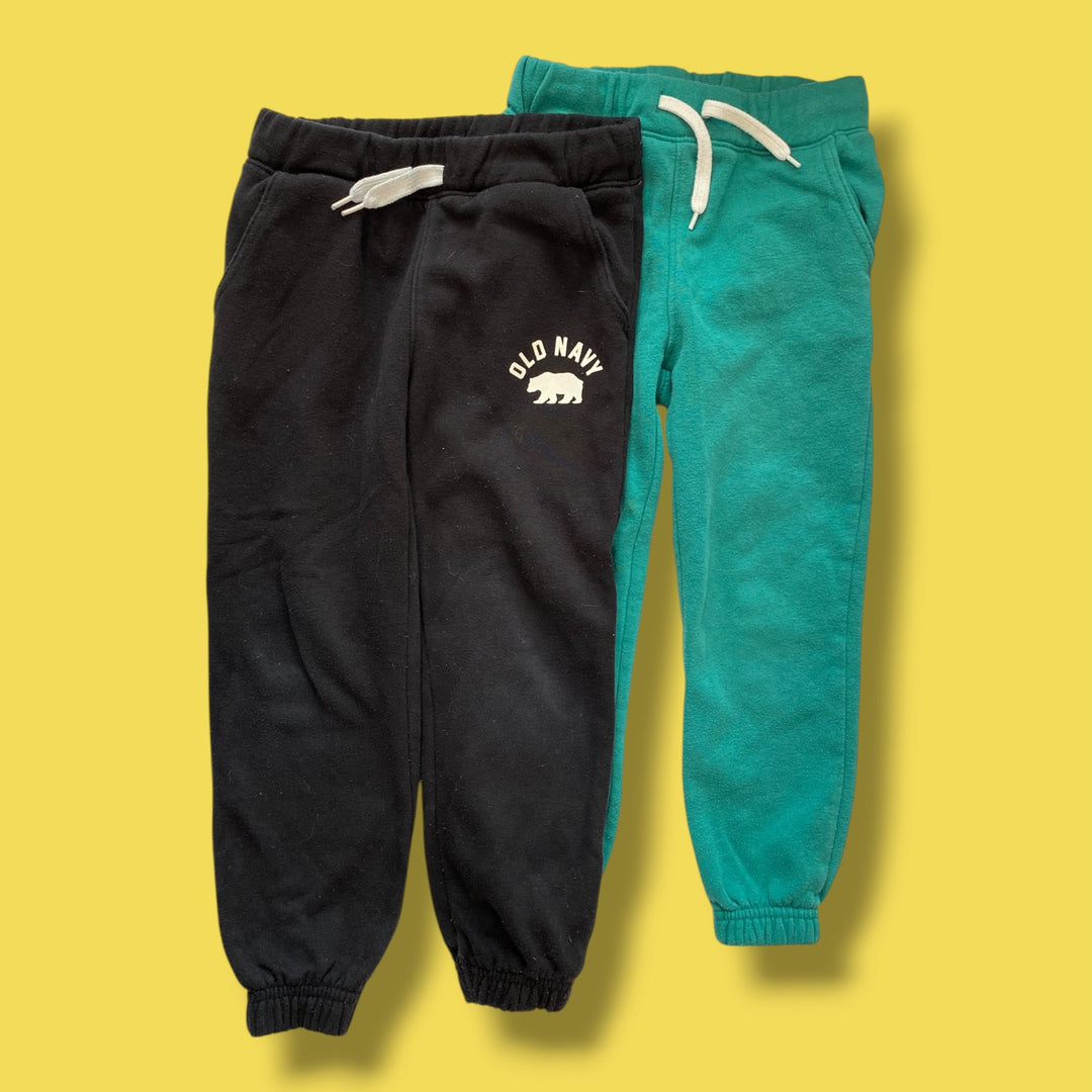 black/green Old Navy joggers x 2, 4Y