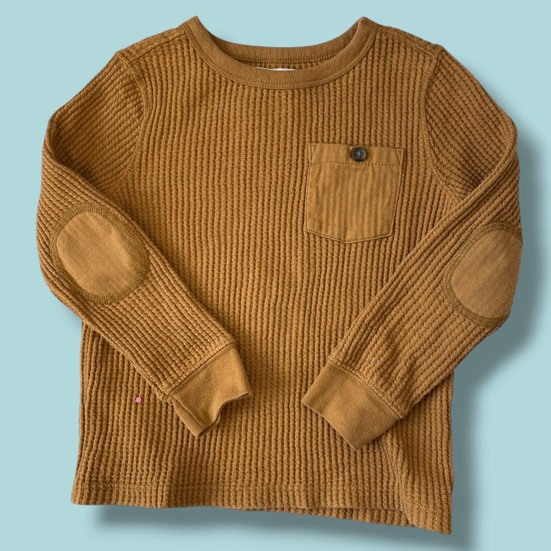 brown Old Navy waffle long sleeve, 4Y