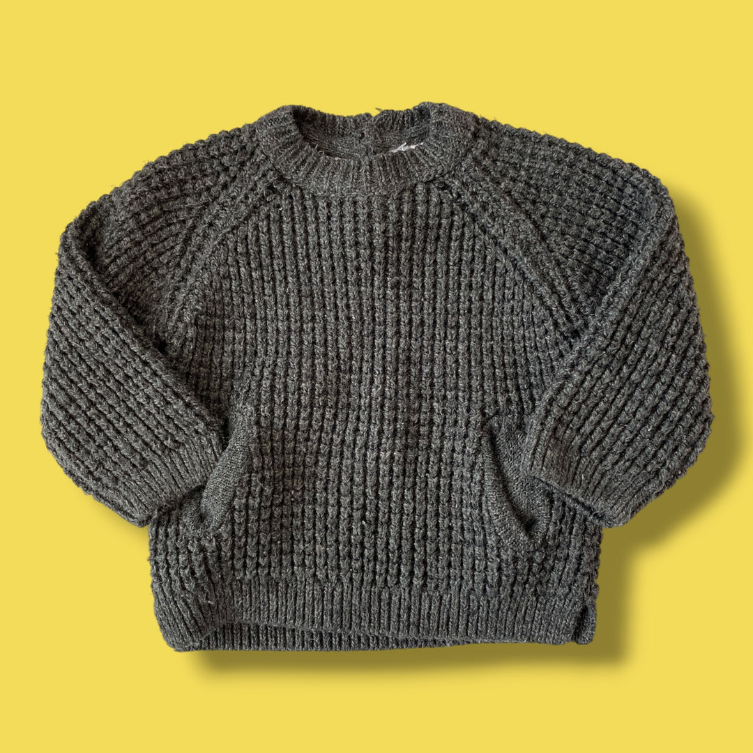 charcoal Zara waffle knit sweater, 12-18m