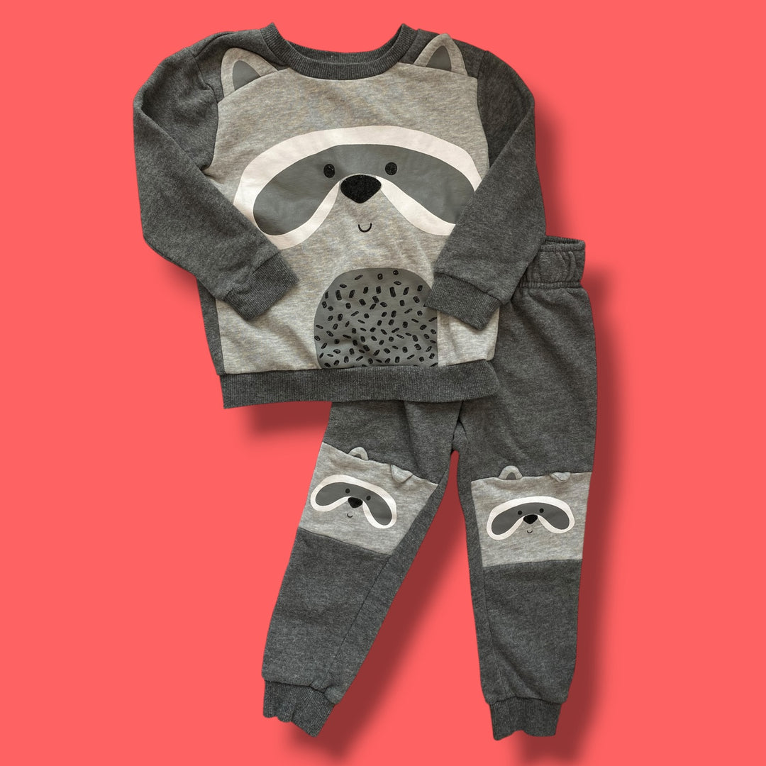 grey George racoon set, 3Y