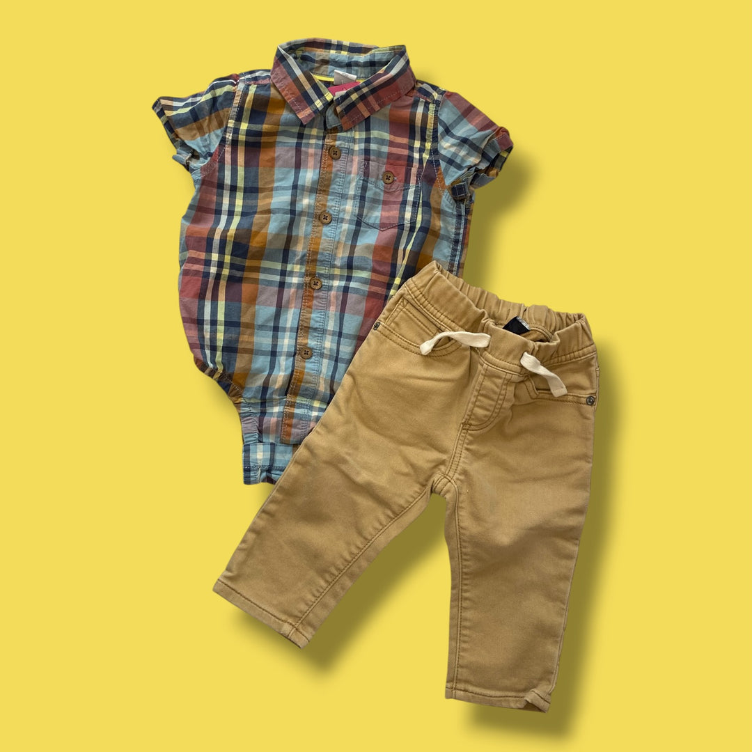tan gap pant &amp; bodysuit set, 12-18m