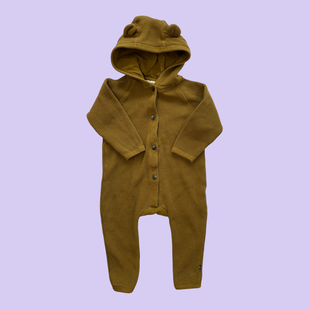 brown Molo waffle snap romper, 1y