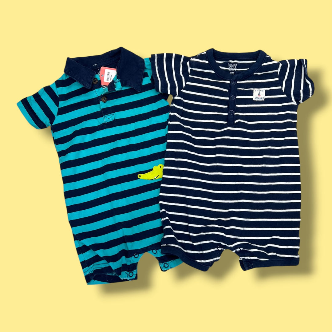 Striped Carters striped shortie romper set of 2, 9m