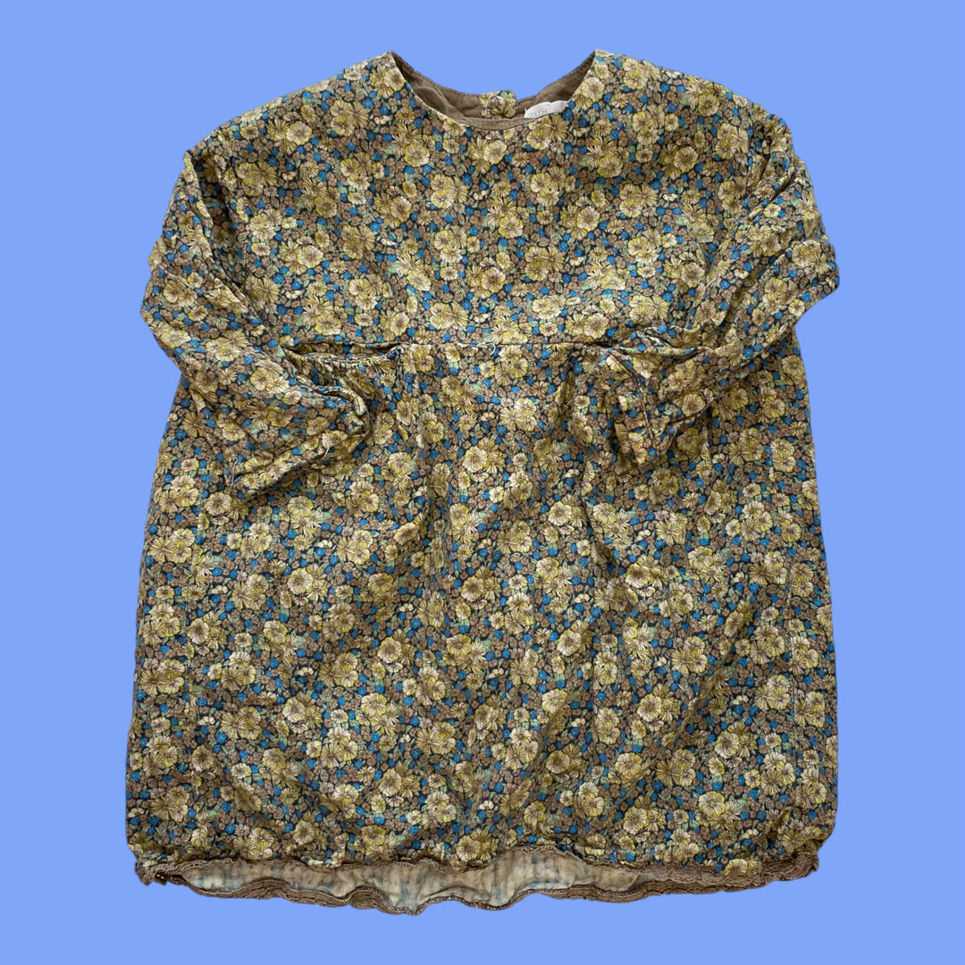 blue Zara lined flower dress, 3y