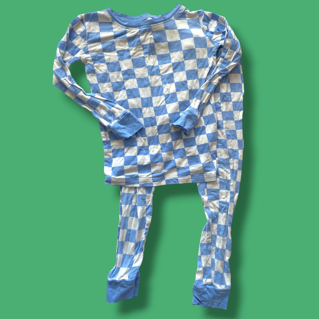 blue bamboo as is-mark-blue checkered , 4-5Y