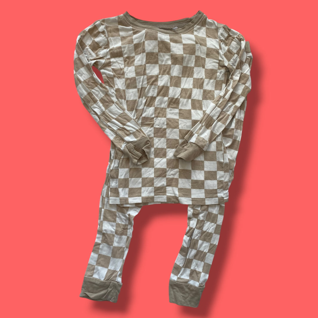 brown bamboo brown checkered pjs, 4-5Y