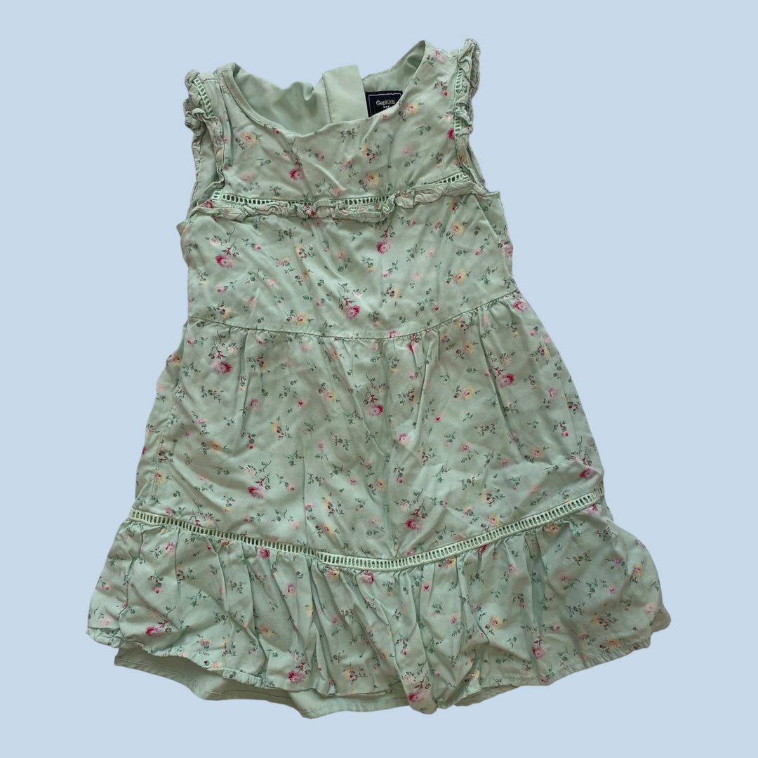 Green gap flower dress, 4/5y