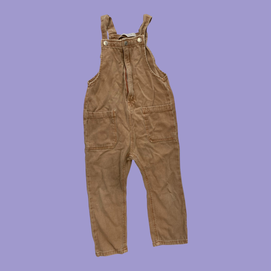 Brown zara brown zip overall, 4/5y