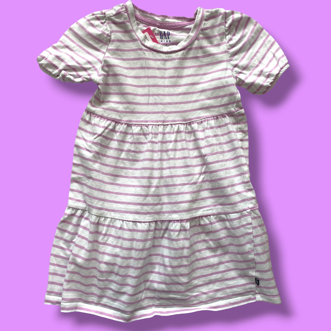 white/purple gap striped dress, 5Y