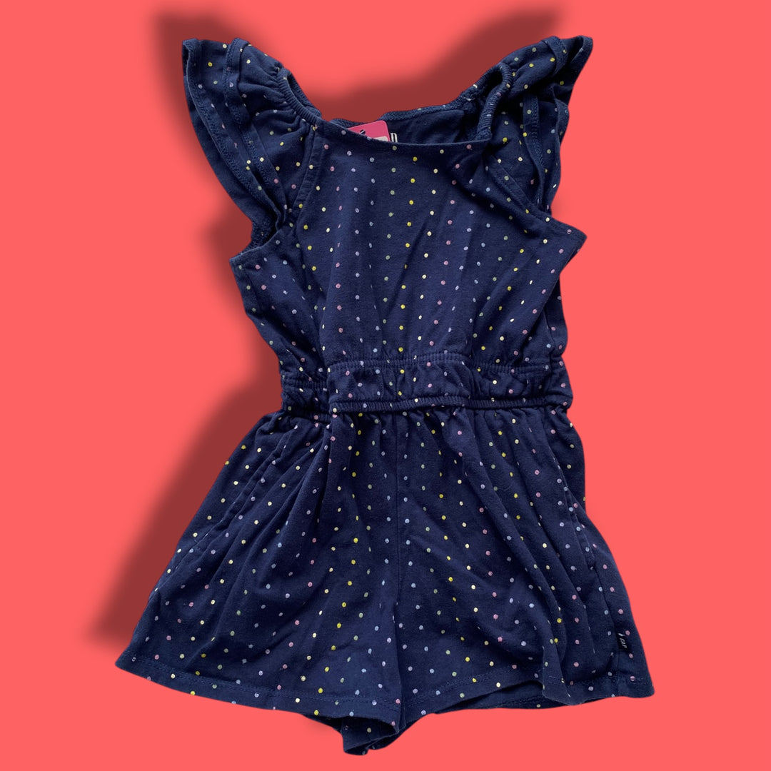 navy gap spotted shortie romper, 5Y