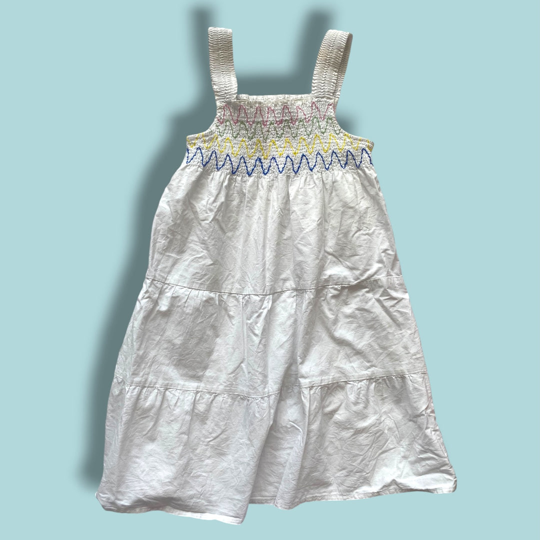 white Zara smocked top dress, 4-5Y