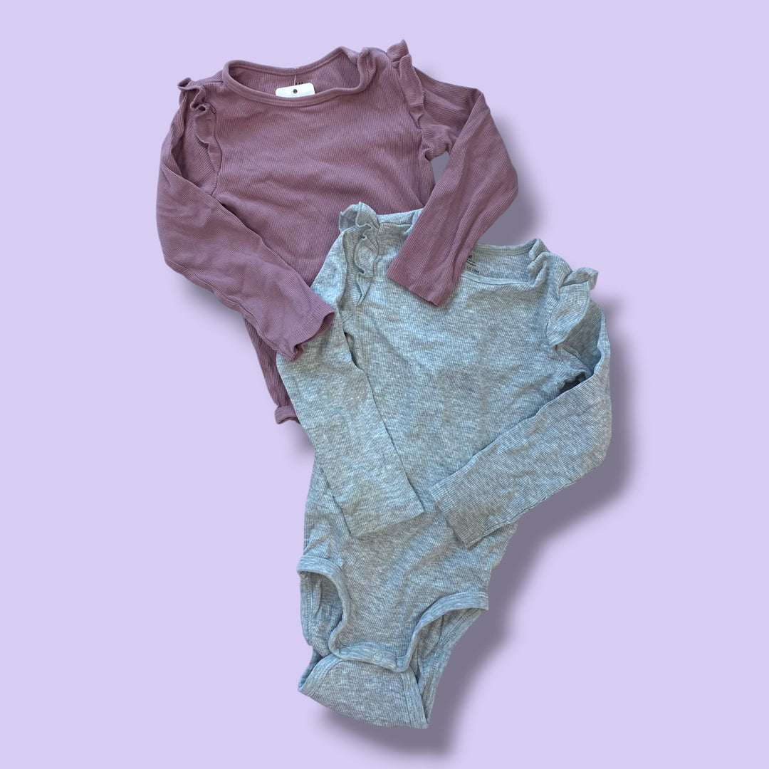 Purple/Grey Gap Set of 2 Ribbed, 12-18m