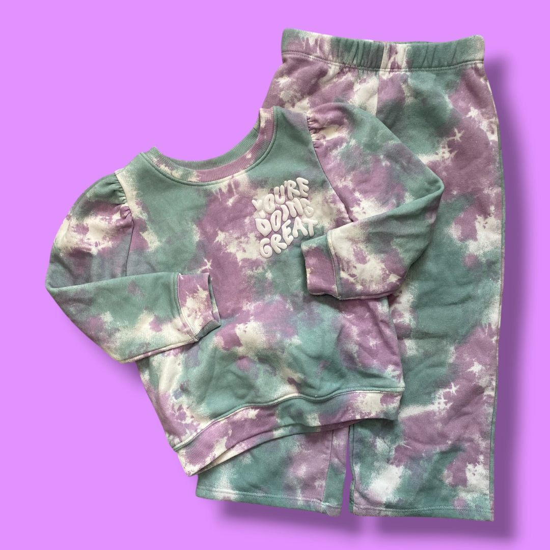 blue/purple  tie dye cozy set, 4Y