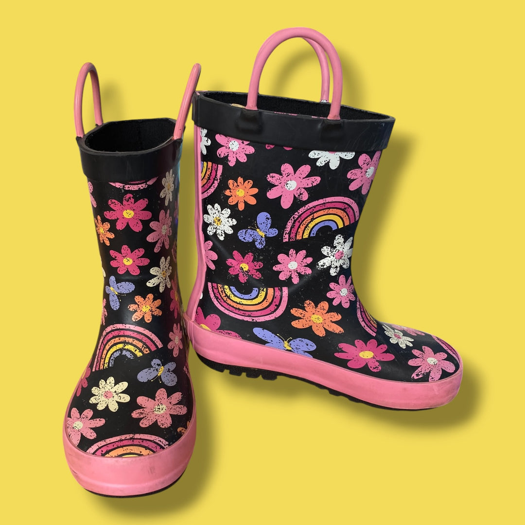 pink Ripzone floral rainboots, 10.0