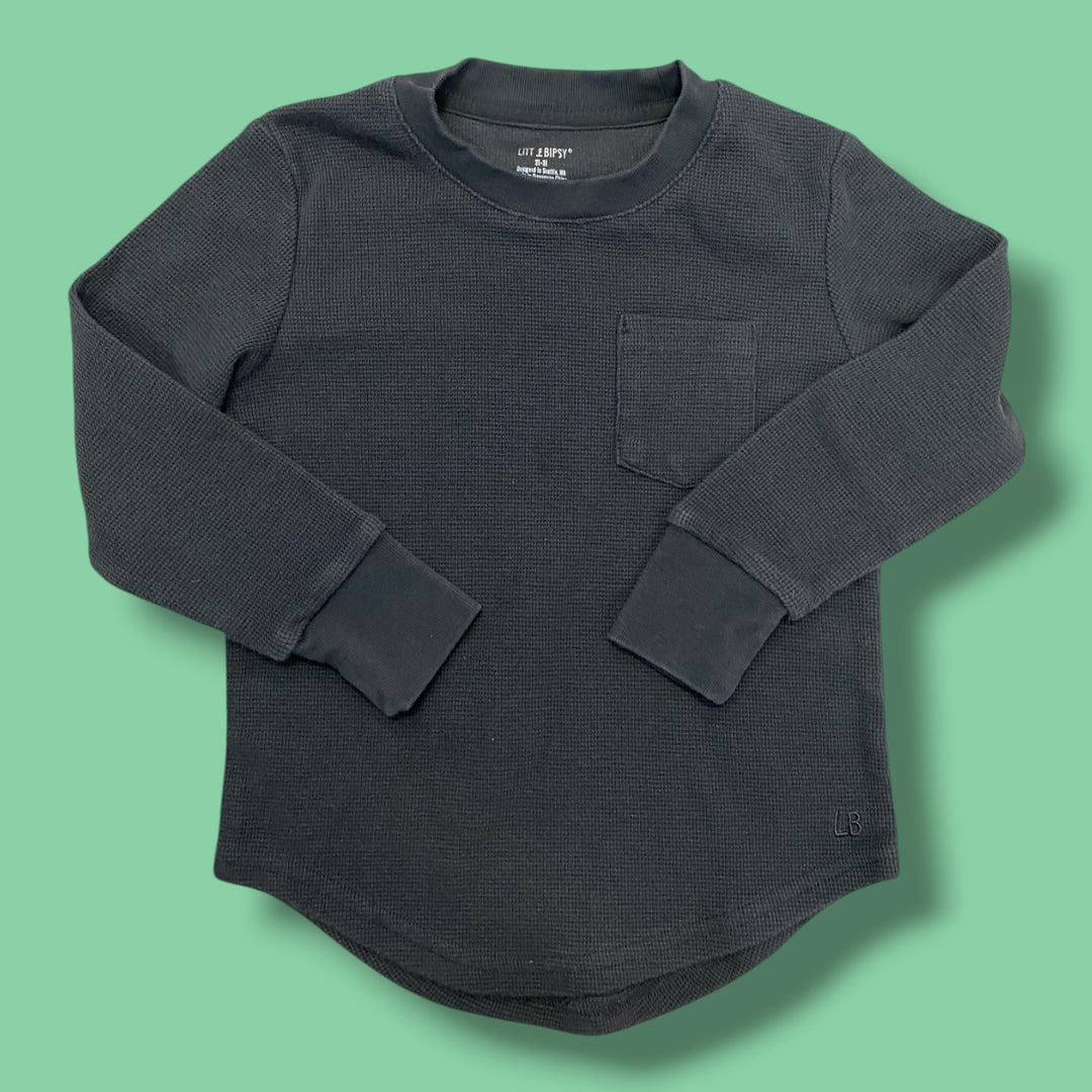Black Little Bipsy Waffle, 2-3Y