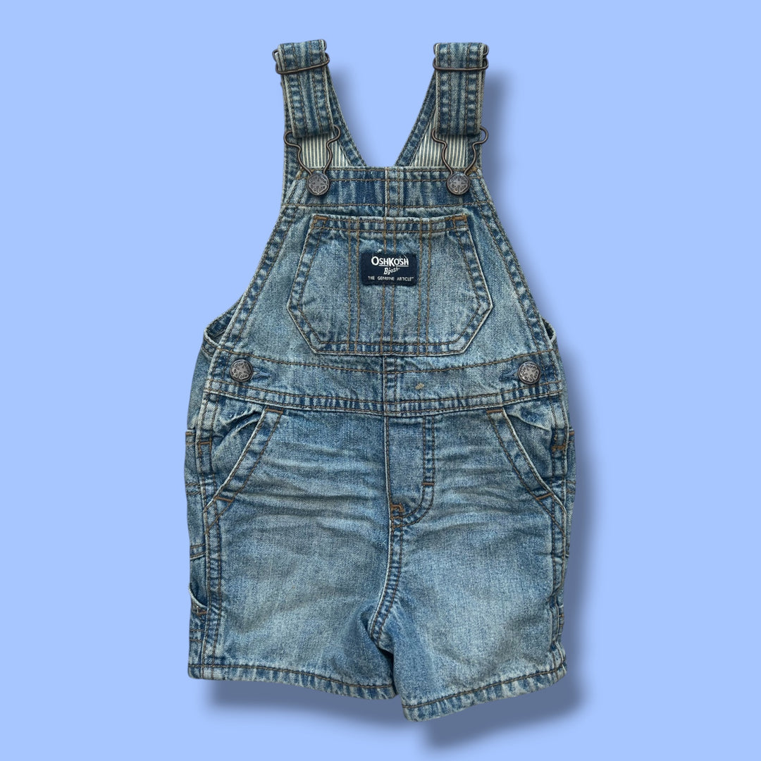 Denim Oshkosh shortie overalls, 6-9m