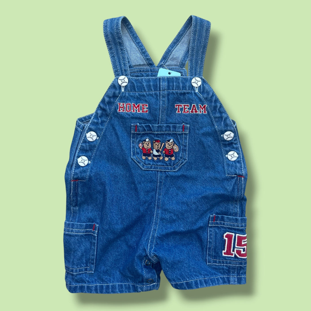 Blue Vintage shortie overalls, 6-9m