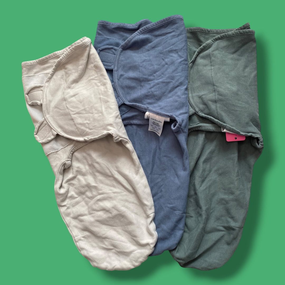 comfy cubs  set of 3 swaddle, 0-6m