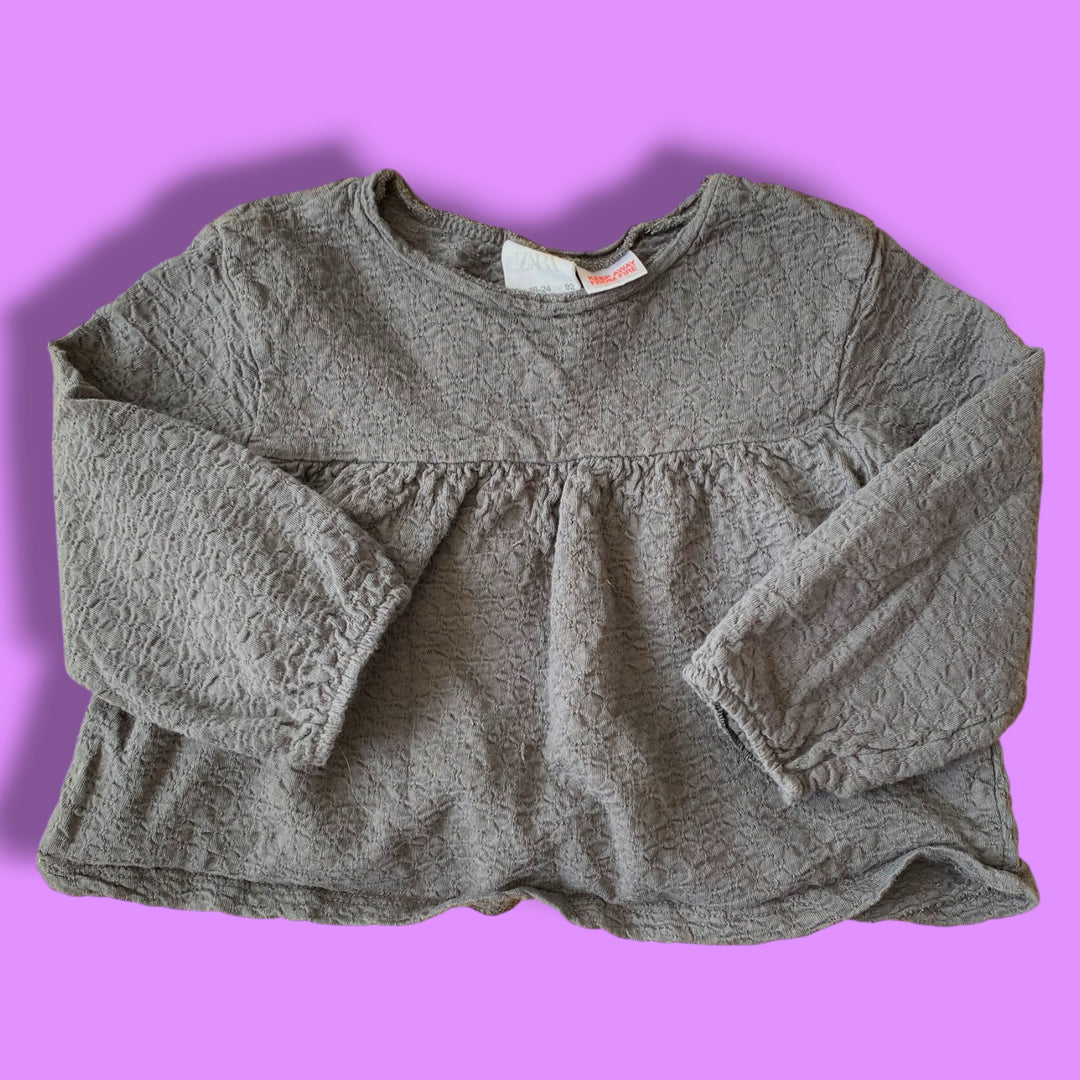 grey Zara peplum long sleeve, 18-24m